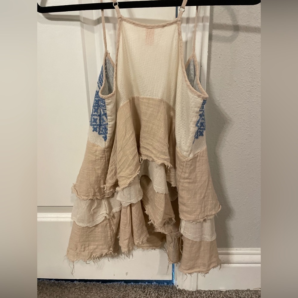 Embroidered Ruffle Tank with mixed fabrics - Picture 5 of 5